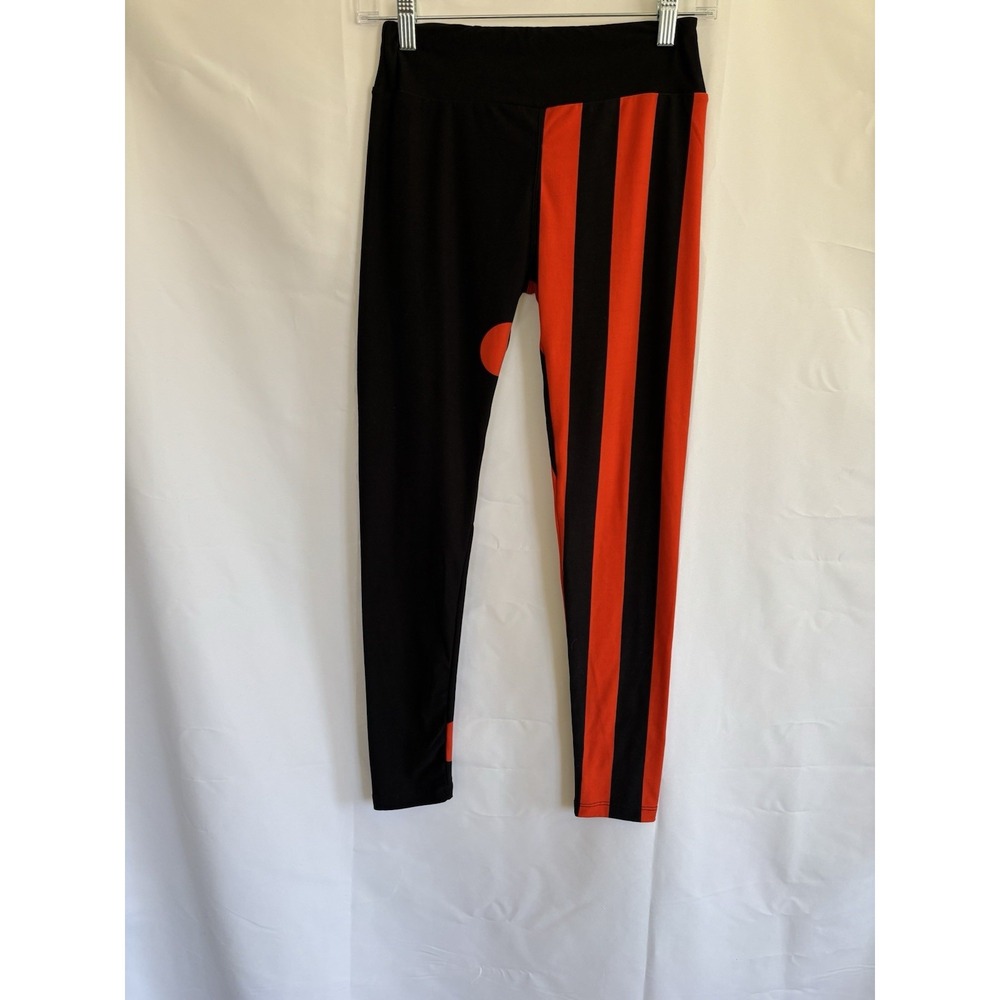 Lularoe OS Leggings Halloween Orange Black Stripes Polka Dot